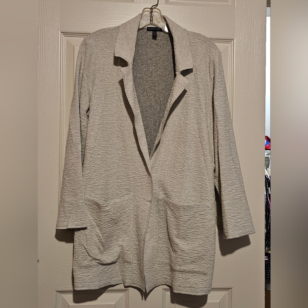 Eileen Fisher Textured Light Gray Blazer